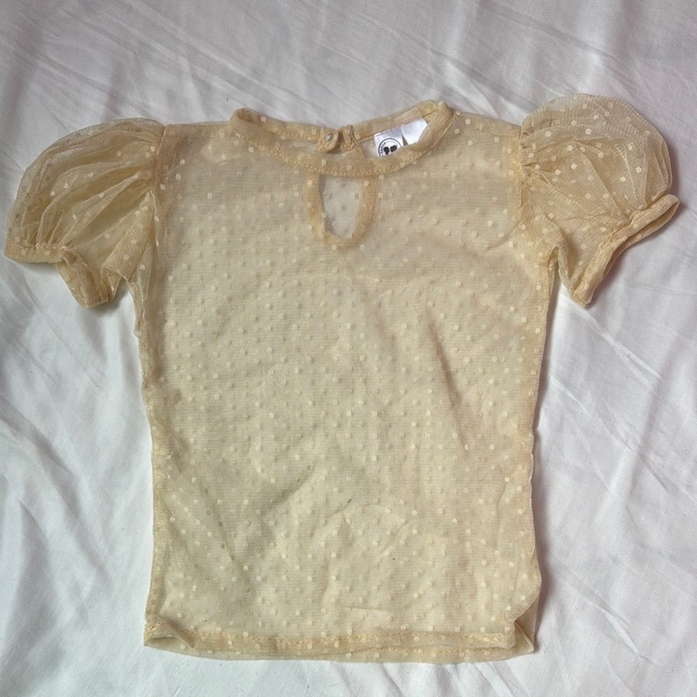 Sadie then Ty- girl’s sheer cream Puff Sleeve Top size 2-3yrs